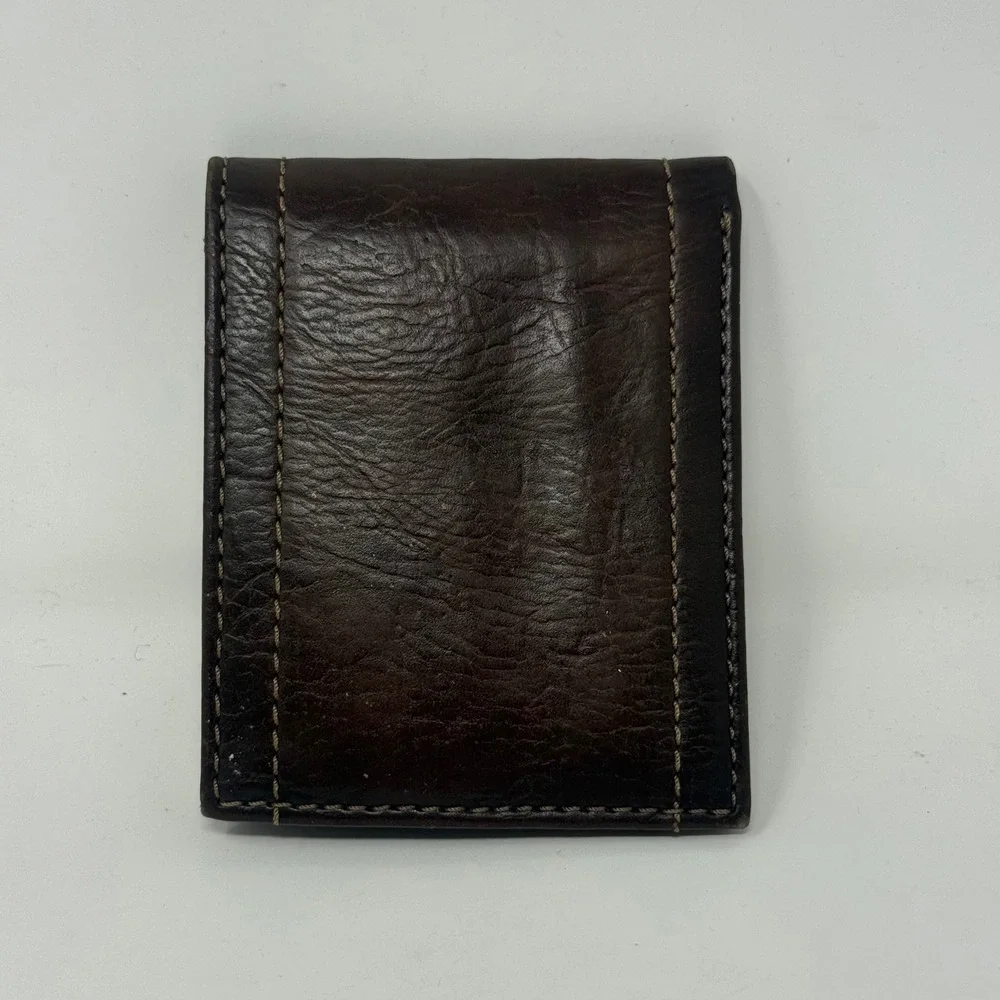 Levi Strauss Mens Bifold Leather Wallet Dark Brown ID‎ Window Two Horse Logo